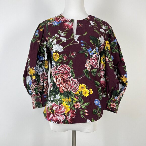 $395 NWOT SEE BY CHLOÉ Floral Print Cotton Top Blouse Size 38 Multicolor - Picture 2 of 14